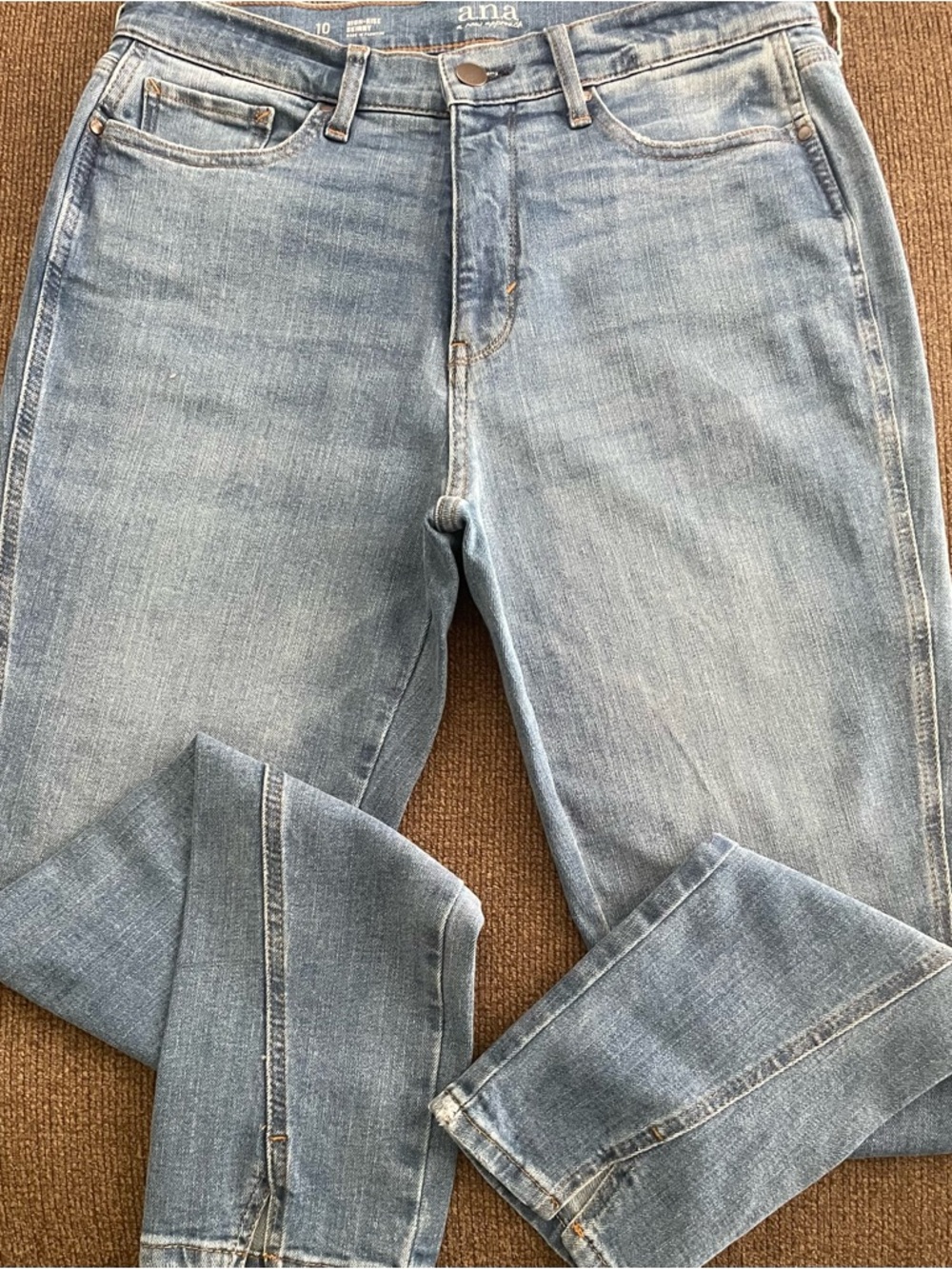 Women’s a.n.a High Rise Skinny Split From Hem Jeans Size 10 ~ Blue
